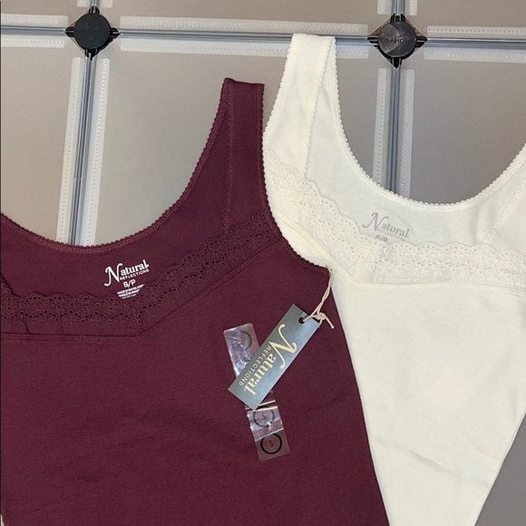 Cream & Burgundy Basic Tank Tops - Picture 6 of 8